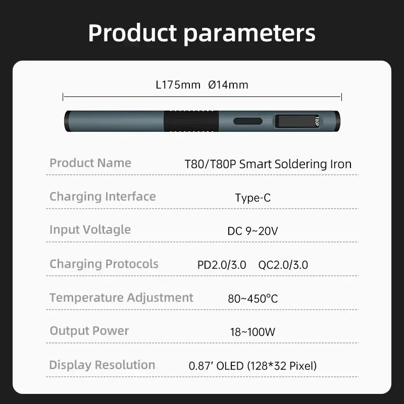 ALIENTEK T80P inteligentna lutownica PD 100W QC 3.0 regulowana stała temperatura przenośne narzędzia do naprawy spawania elektrycznego