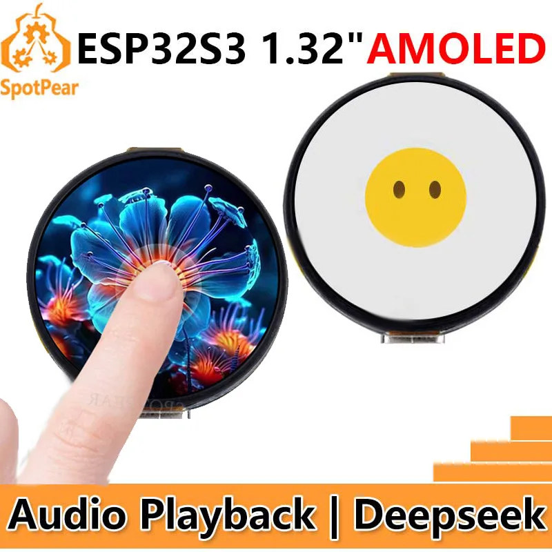 

Макетная плата ESP32 S3 с 1,32-дюймовым AMOLED-дисплеем, интерфейс QSPI, Wi-Fi 6, аудиоуборщик Deepseek для Xiaozhi AI