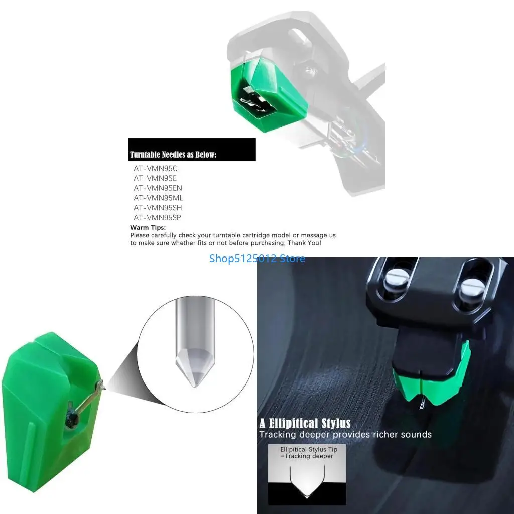 G8TC Plastic Record Player Essential Diamond Styluses Needle with Cleaning Brush