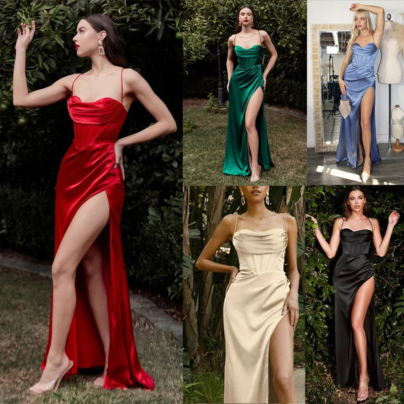 Red Backless Long Evening Dress gala for girls 2023 Summer Sexy Elegant Women Party Dresses Robe Wholesale Items for Business