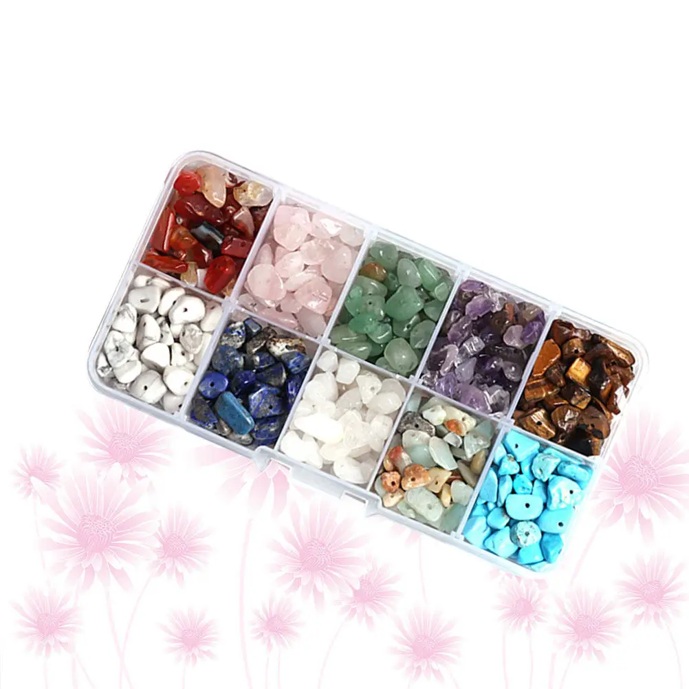 1Set Handcrafted Bracelet Bead 15 Grid Colorful Crushed Stone Natural Smooth Polishing Mini Hole Spacers DIY Jewelry