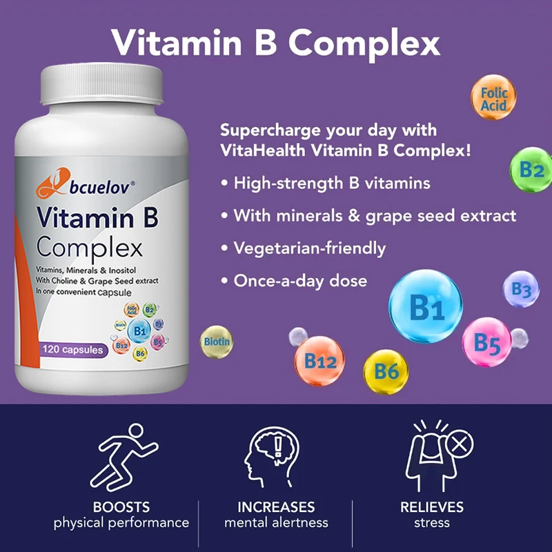 Vitamin B Complex Capsules - Helps with Healthy Energy Metabolism, Boosts Immunity, and Supports A Healthy Nervous System