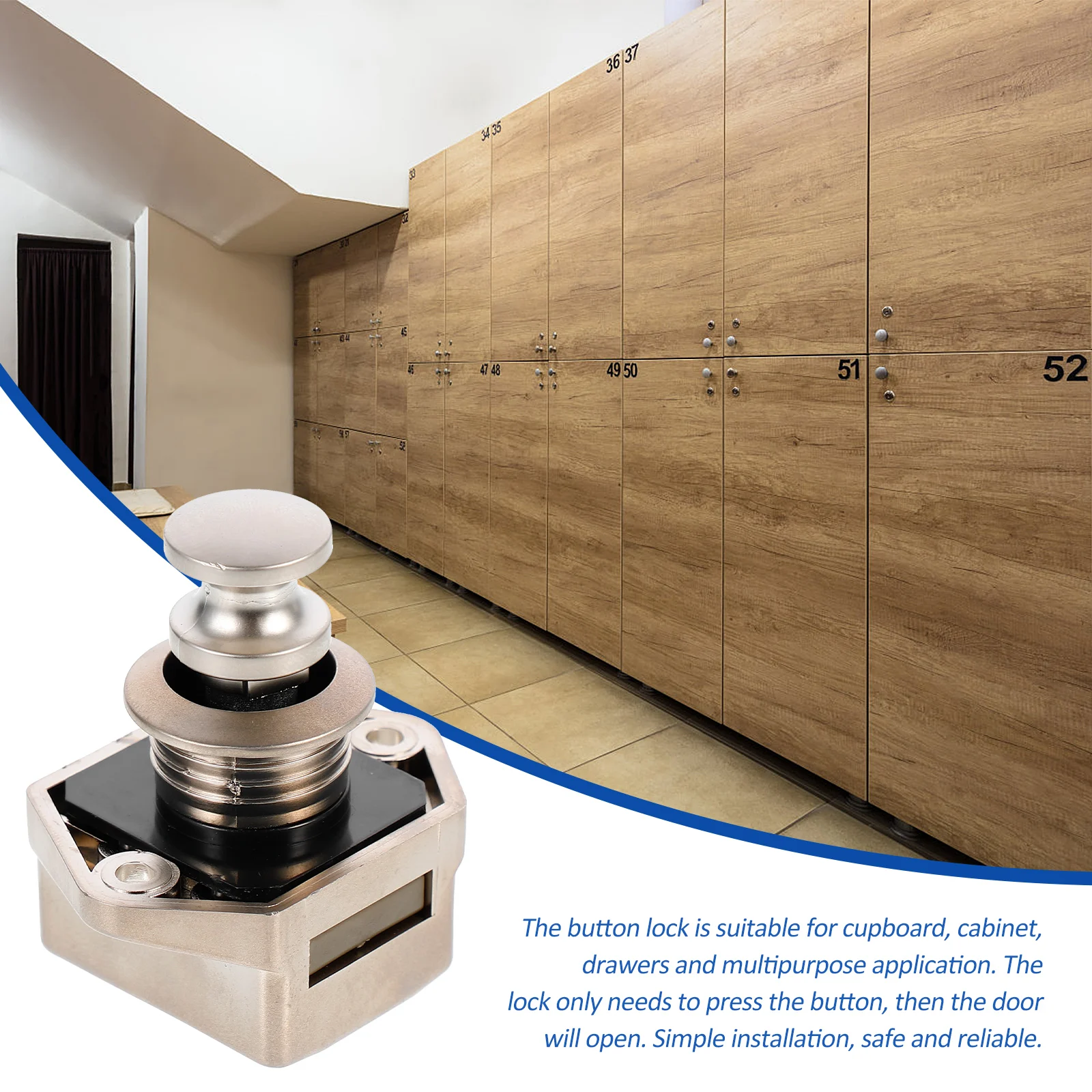 Handle Lock RV Drawer Cabinet Push Latch Keyless Zinc Alloy ABS Camper Caravan Knob Door Metal Locks Easy Safe Reliable Hardware