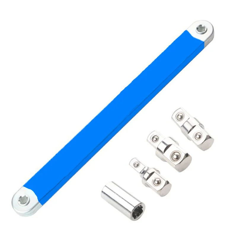 

Многофункциональный удлинительный ключ с храповым механизмом и 4 переходниками, подходящий для инструментов для работы в узком пространстве.