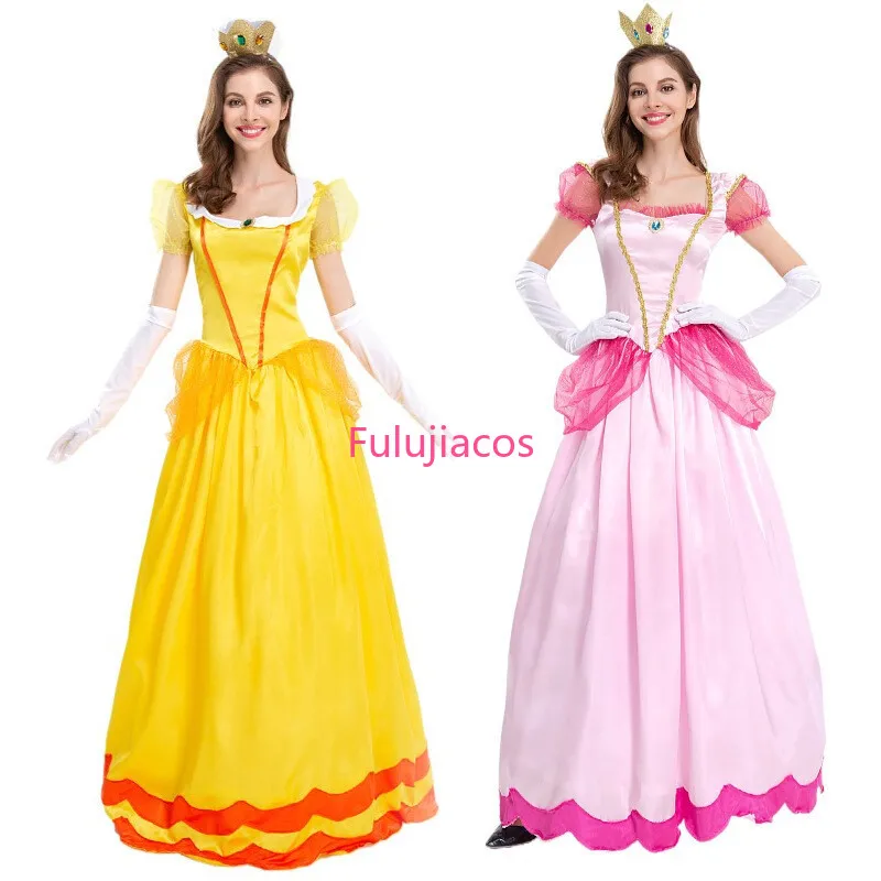 

Fulujiacos Princess Peach Dress Cosplay Costume Fancy Dress Women Gown