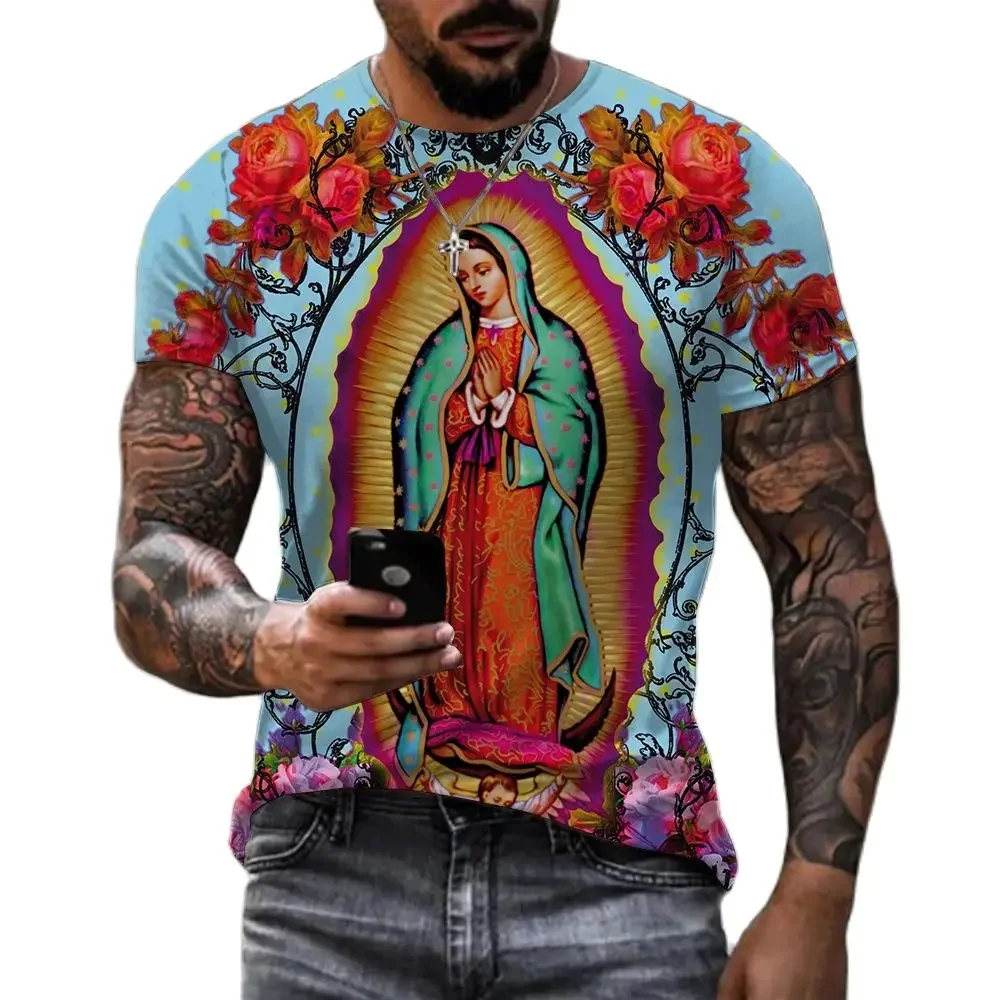 Men Women 2024 High Quality Guadalupe Virgin Mary Catholic Cosplay 3D Printed T-shirt Unisex Fashion Casual Oversized Tops