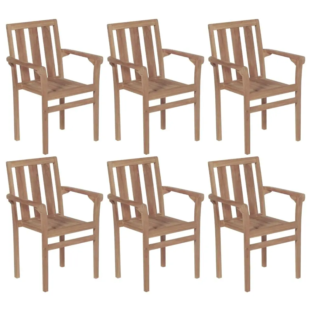 new Stackable Patio Chairs 6 pcs Solid Teak Wood, Patio Dining Chairs, Bar Stools, Outdoor Seating for Outdoor, Customized