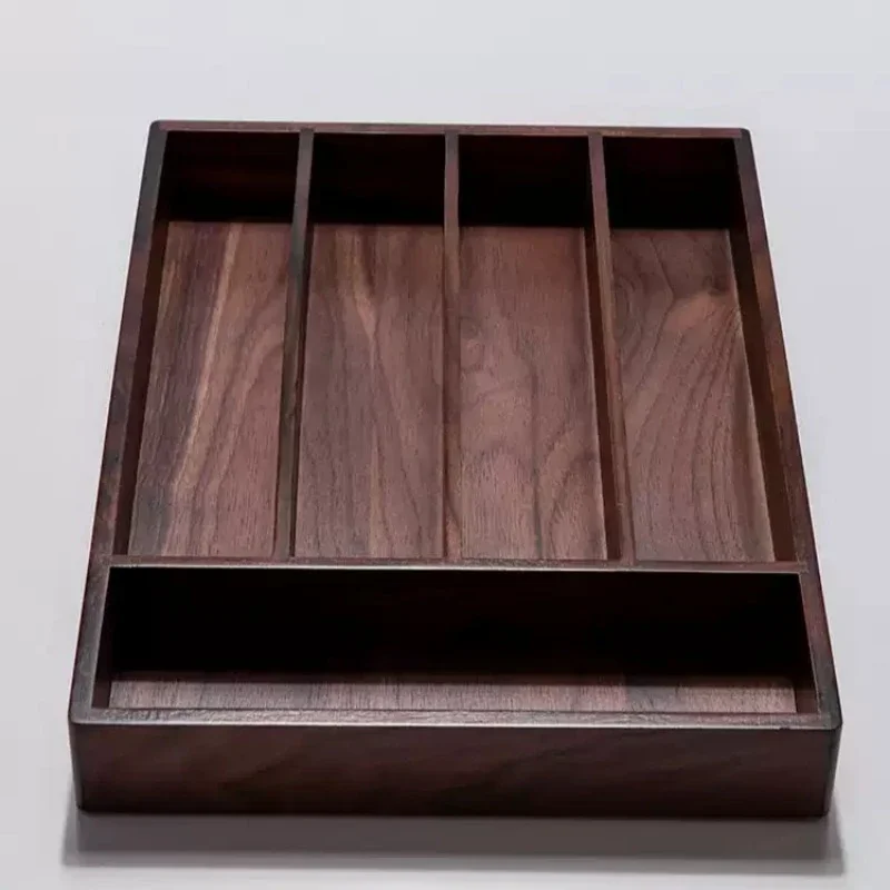 For Black Walnut Large Storage Box, Drawer Type Wooden Organizer for Jewelry, Tableware and Kitchen Storage