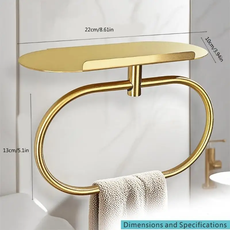 

Space Saving Bathroom Towel Rings Wall Mounted Towel Bracket Featuring Strong Frame Easy to Use for Small Areas M4YD