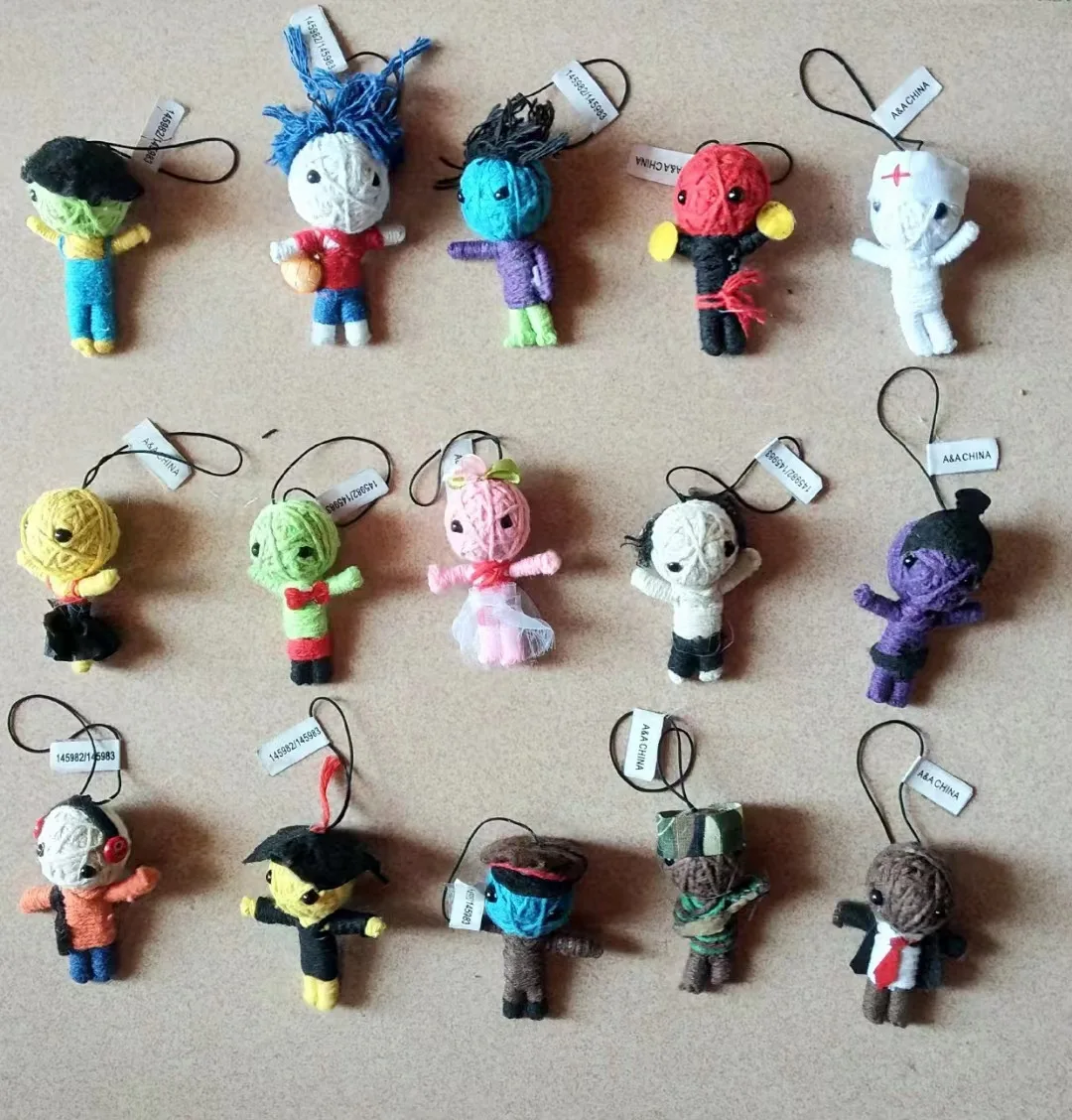 20pcs Magic Mini What Is Voodoo Accessories Dolls Keychain for Witchcraft Keyrings Handmade Needle Plush Toys Party Gifts Favors