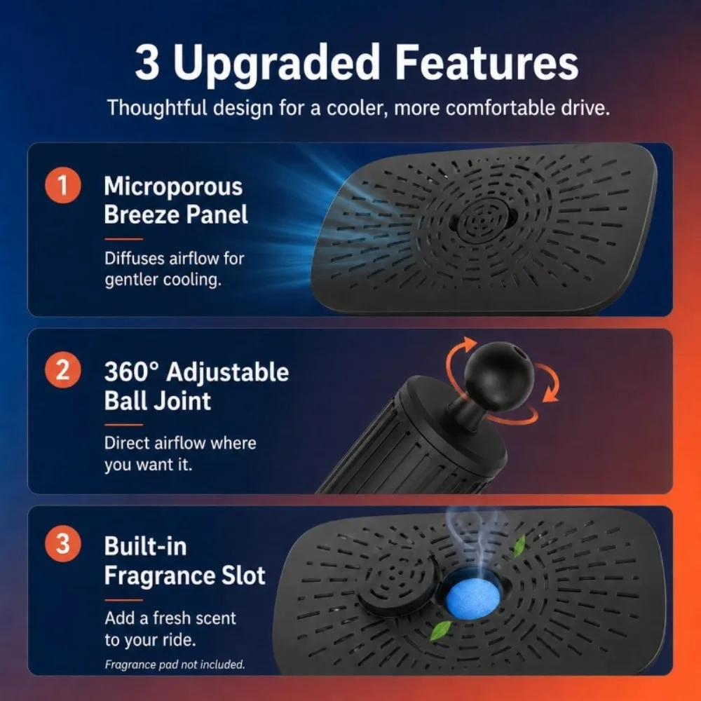 2 Pack Car Vent Air Wind Deflector 360° Rotatable Air Vent Mount with Secure Twist-Lock Universal Fit for Most Horizontal Car
