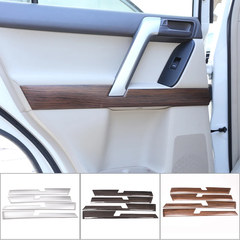 

4Pcs ABS Silver Car Interior Door Panel Cover Trim Sticker For Toyota Land Cruiser Prado FJ150 150 2010-2018 Car Accessories