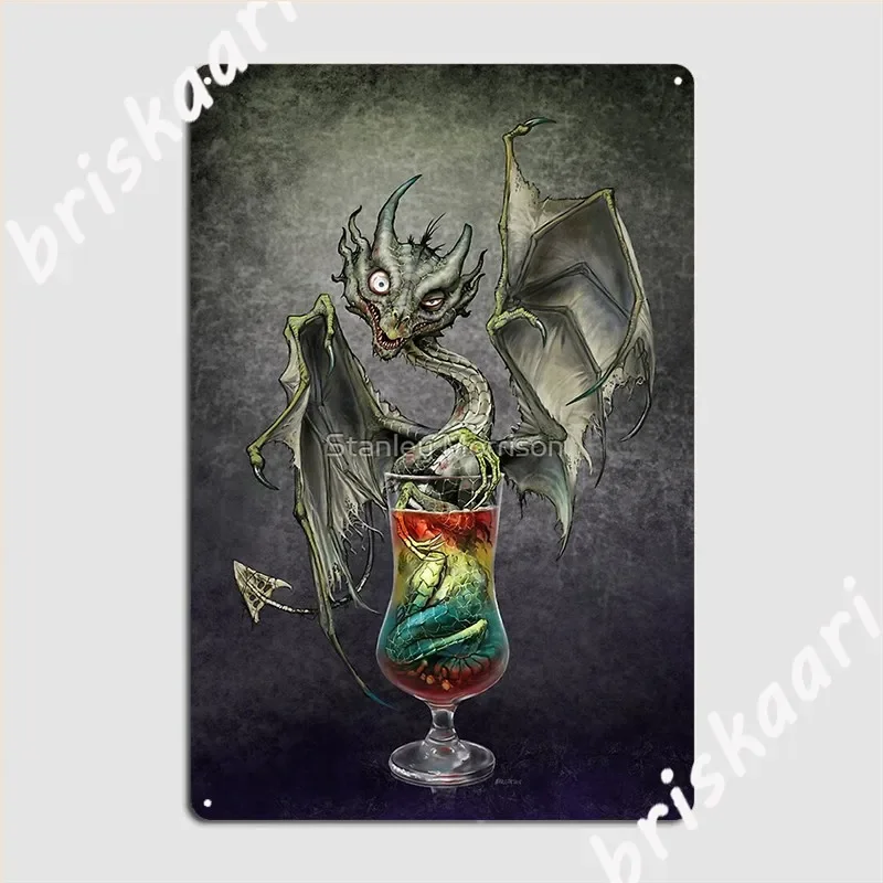 Zombie Dragon Drink Cocktail In A Glass Poster Metal Plaque Wall Pub Design Plaques Mural Tin Sign Poster
