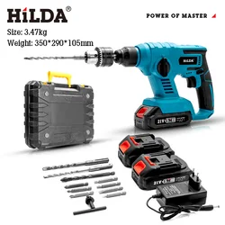 Power Tools Hilda High Power Electric Hammer Electric Screwdriver Brushless Industrial Grade Multi-Function Percussion Drill 046