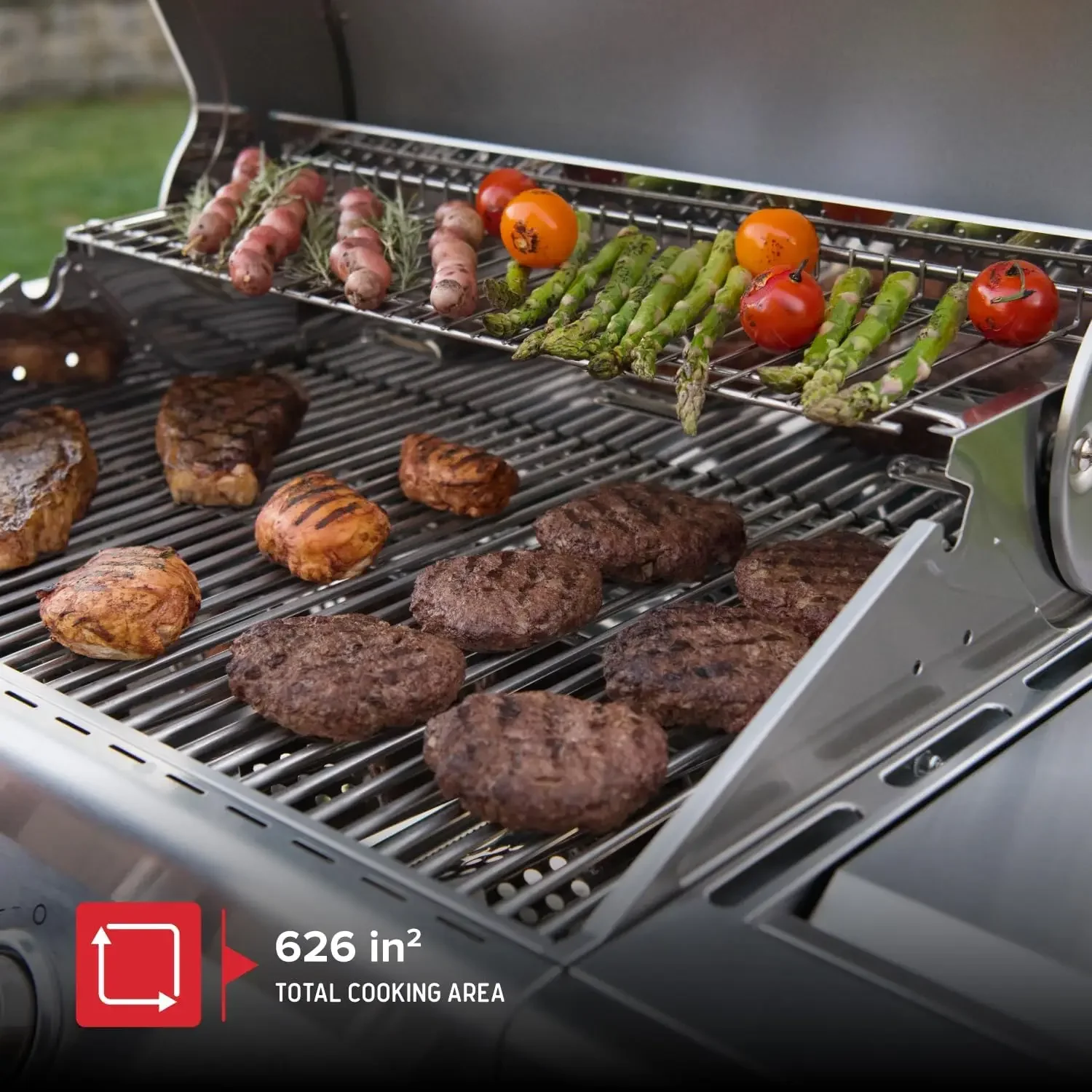 

4-Burner Propane Gas Grill in Stainless Steel with Side Burner, 60000BTUs, 626 sq. in. Cooking Space,