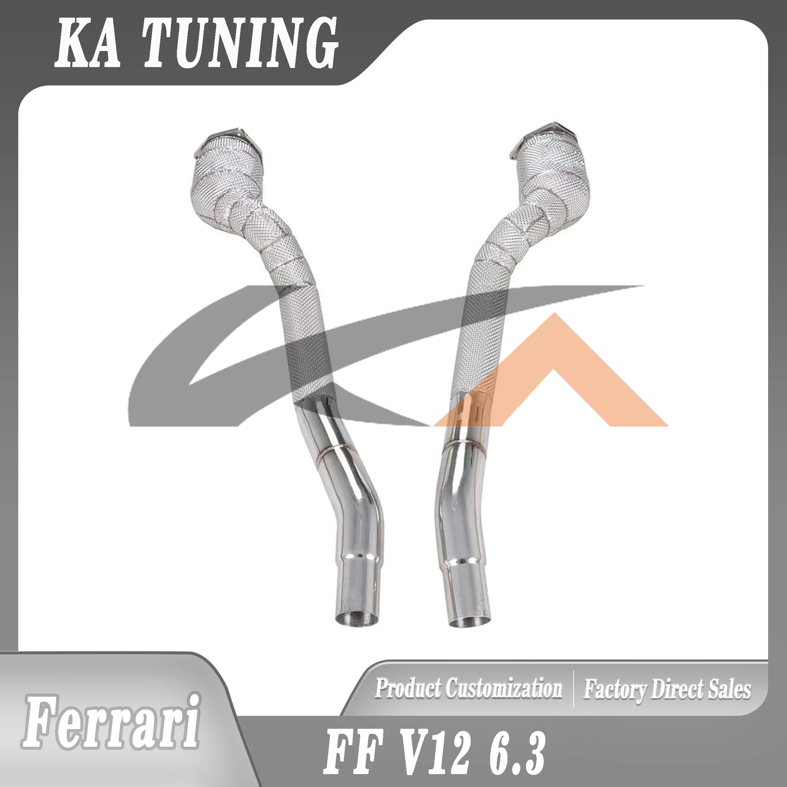 

KA Tuning downpipe exhaust stainless headers for Ferrari FF V12 6.3 axle pipe performance parts heat shield catalysis