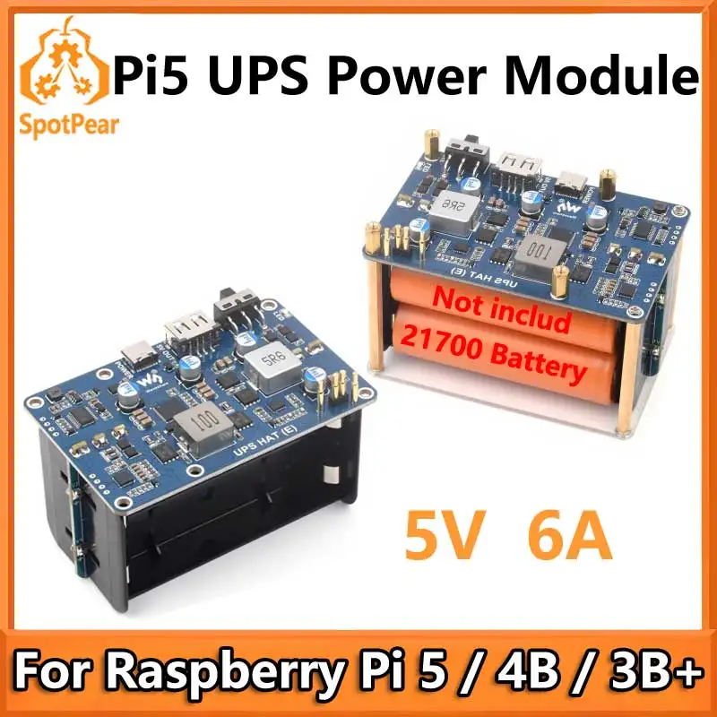 �y�Z�[�����zRaspberry Pi 5 UPS HAT (E) 5V 6A�o�� ����d�d�����u 21700���`�E���d�r�Ή��i�d�r�͊܂܂�Ă��܂���j
