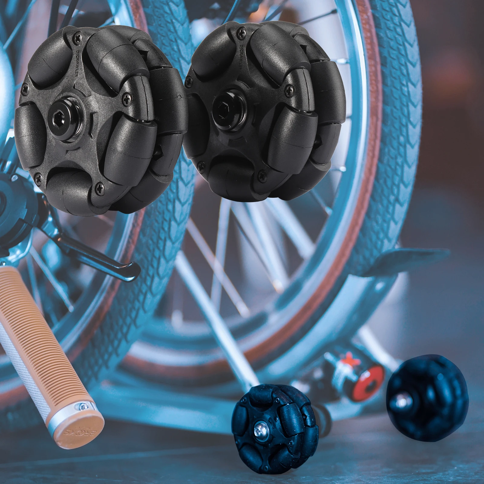 Rueda Omni de nailon para asiento de horquilla trasera de Brompton, KIT de piezas de actualización, fácil con ruedas de tornillo de piezas x 60mm, 2 M6, 58MM