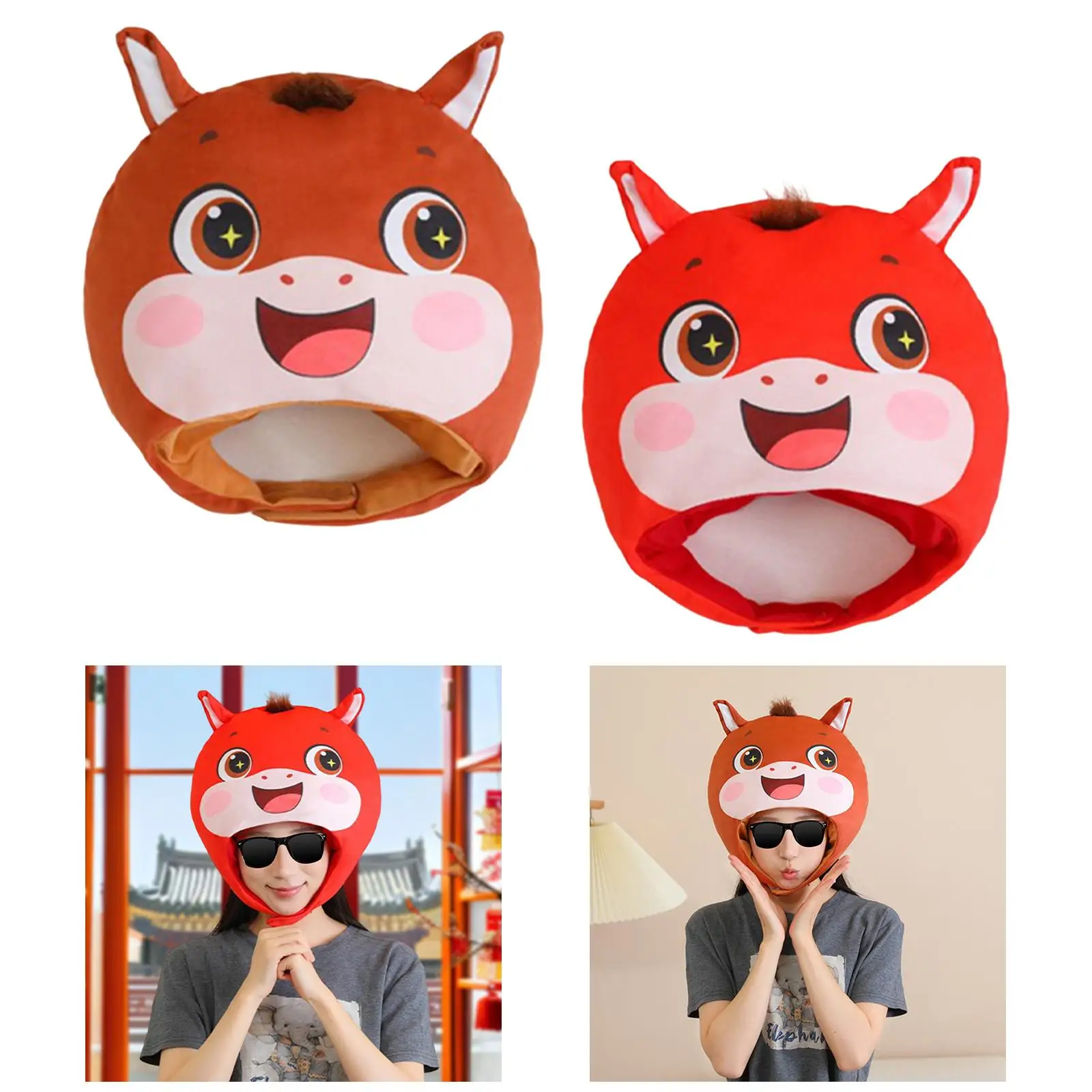 Plush Hat Cute Photo Props Supplies Winter Soft,Stuffed Animal Hat,Headwear,Animal Headband for Girls Women Children Unisex Boys