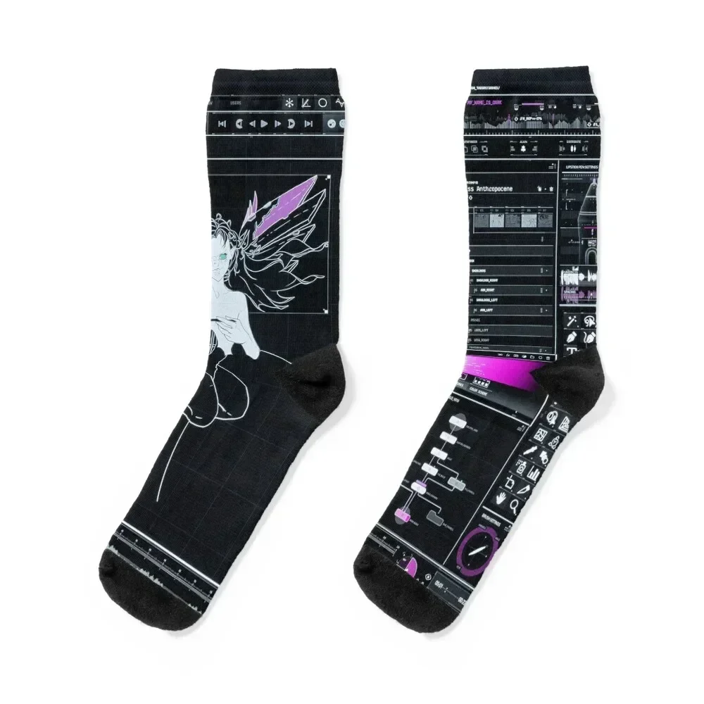 Miss - Anthropocene / 2D Digital Art Cover - Grimes Socks with print custom sports hiphop Women's Socks Men's