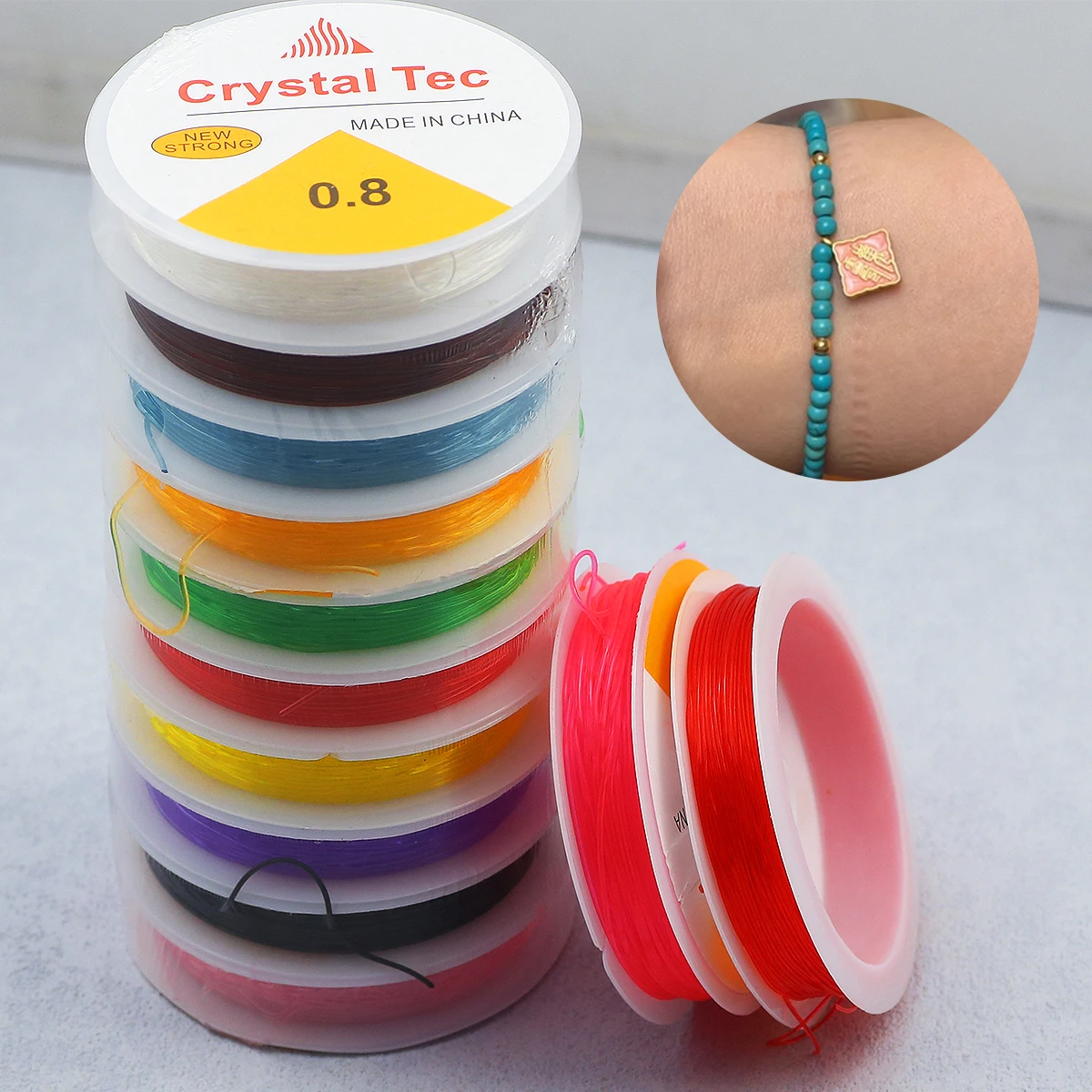 Colorful Crystal Elastic Beading Rope Cord Thread String 10 Rolls 0.6/0.8/1.0mm For DIY Necklace Jewelry Making Findings
