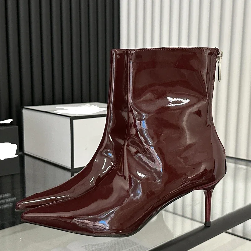 

Eilyken Fashion Thin High Heels Ankle Boots Women Street Style Slim Pointed Toe Zipper Banquet Prom Ladies Shoes