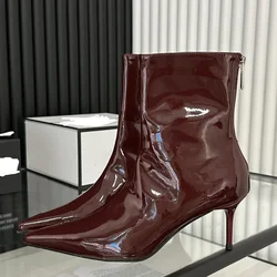 Eilyken Fashion Thin High Heels Ankle Boots Women Street Style Slim Pointed Toe Zipper Banquet Prom Ladies Shoes