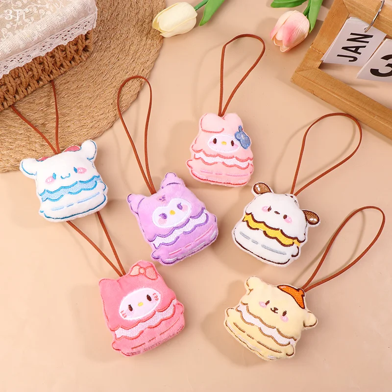 Гамбургер Sanrios, скрипучая плюшевая кукла, брелок с именем ребенка, брелок для ключей, сумка, подвеска, украшение для подарков для детей