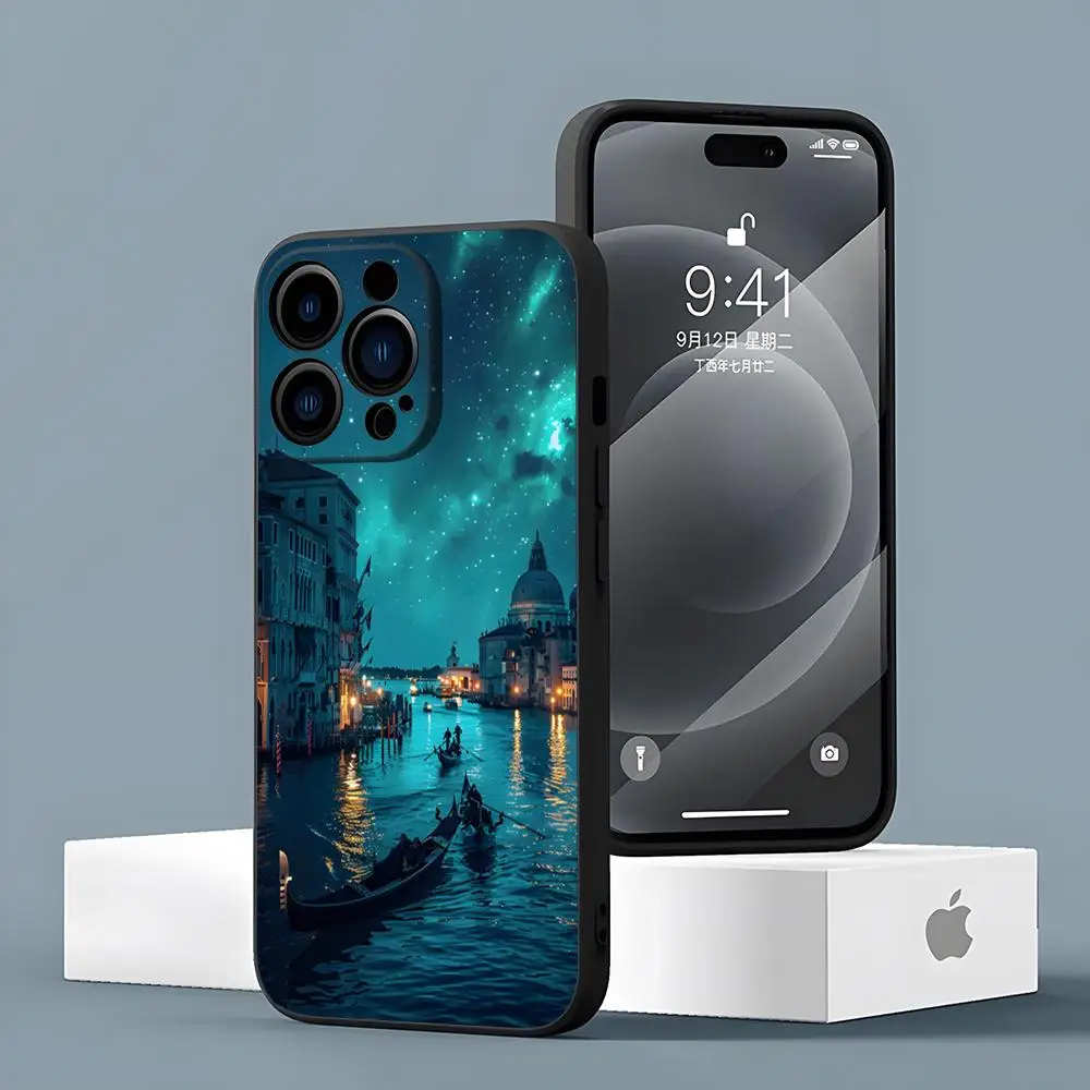 Water City Venice Handyhülle für IPhone 17 15 16 13 Pro Max 14 12 11 Air Xr X 8 7 6 Plus Luxus-Rückseite