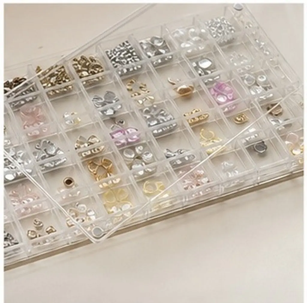 36-Compartment Acrylic Nail Charm Organizer Box Transparent Rectangular Rhinestone Storage Case for Nail Art Diamonds Beads