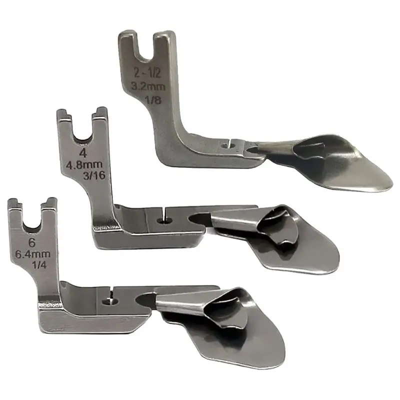 ABFW 3Pc Industrial Curved Scroll Hemmer Foot 1/8Inch+3/16Inch+1/4Inch Hem Pull Tube Silk Chiffon Skirt Crimping Presser Foot