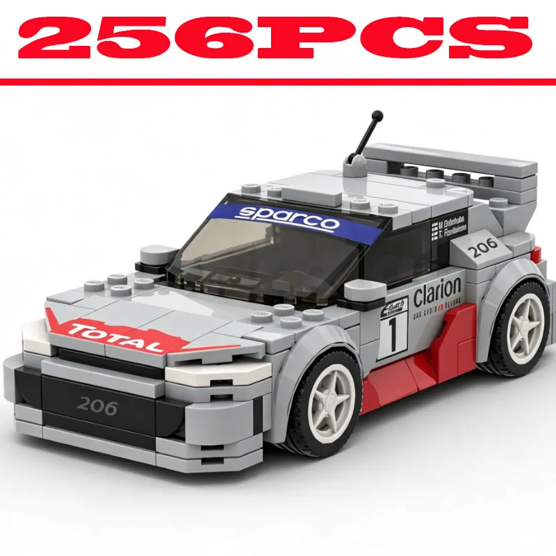 Vintage Rally Race Car Building Blocks Model, Classic Racing Vehicle DIY Assembly Bricks Toy Collectible Ornament