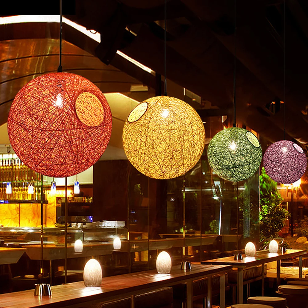 Skandynawska ręcznie tkana rattanowa lampa wisząca żyrandol podsufitowy nowoczesne wiszące lampy do restauracji salon oświetlenie kuchenne armatura