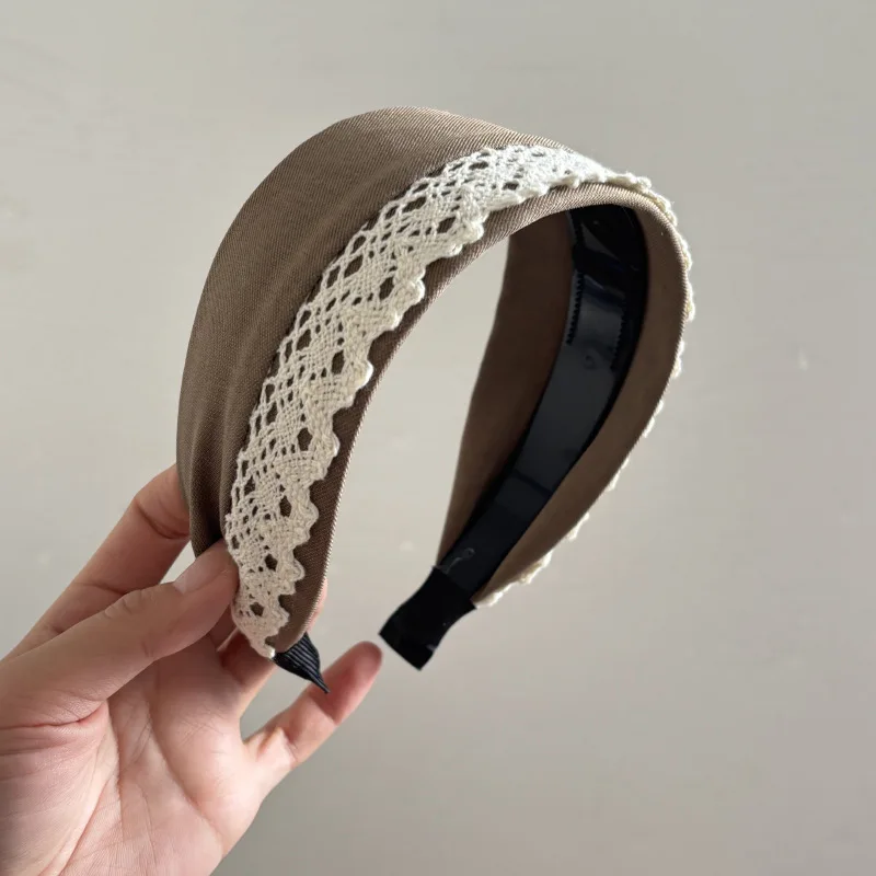 Französisch Stoff Breitkrempige Spitze Stirnband Neue Gesicht Waschen Make-Up Haarnadel Urlaub Geschenke Haar Accessoires Frauen Diademas – Detail 6