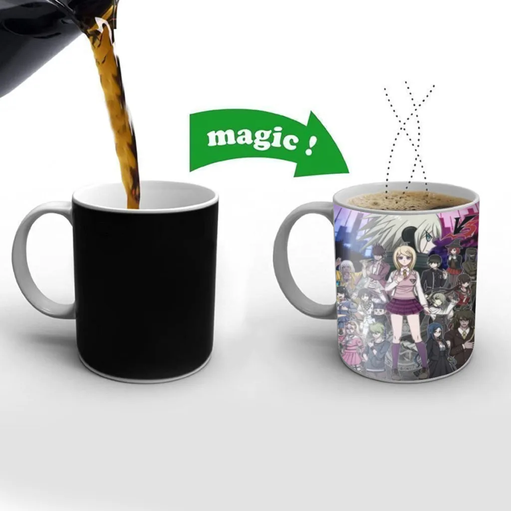 Super Danganronpa V3 Anime One Piece tazas de café y té creativas que cambian de Color, tazas de leche de cerámica, regalos novedosos