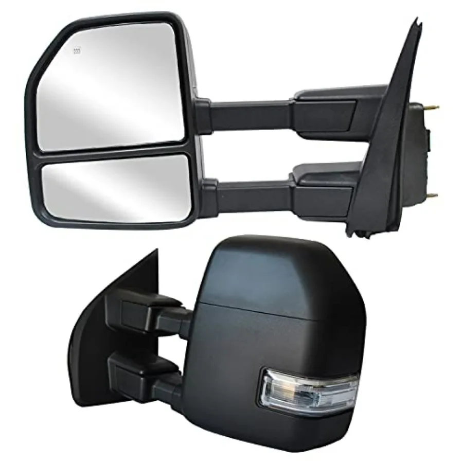 

Towing Mirrors Black Housing Fit for 2017-2020 Ford F250 F350 F450 F-550 Super Duty Pickup Truck Power Heated Turn Signal Light