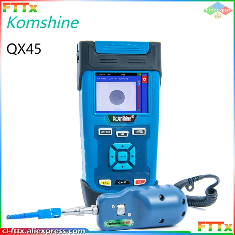 

Komshine QX45 OTDR 1310/1550nm QX35 1550nm FTTH Maintance SM Fiber Optic 32/30dB built in 10mw VFL, Inspection Probe is Optional