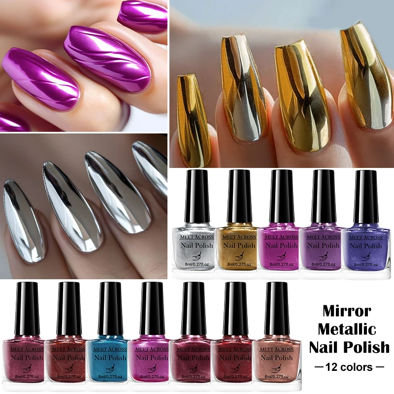 Botella de vidrio de 8ml, esmalte de uñas despegable a base de agua, barniz cromado colorido para decoración de uñas, manicura DIY sin necesidad de lámpara