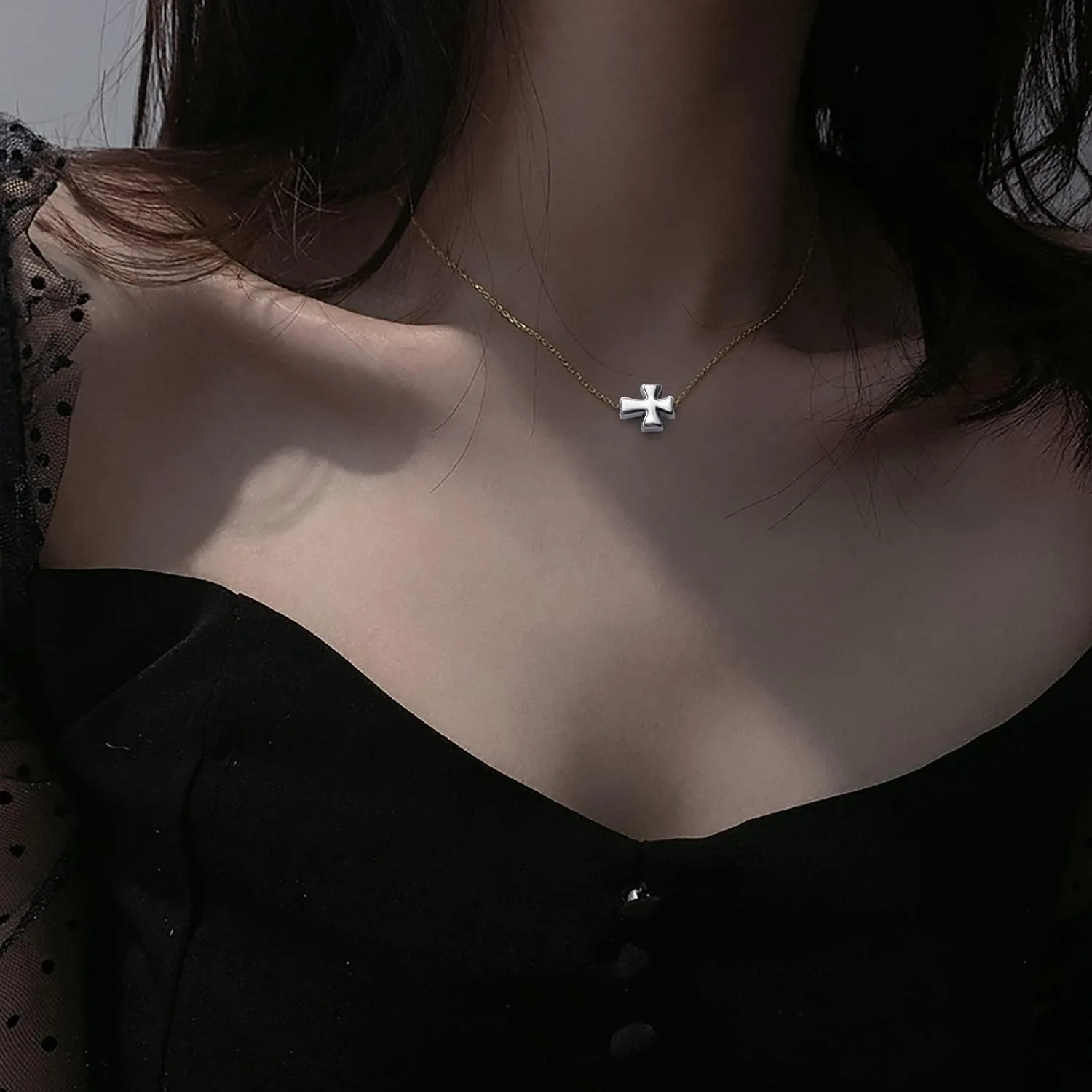 50pcs Antique argent croix entretoise perles tibétaine alliage Crucifix croix charme perles pour la fabrication de bracelets de bijoux à bricoler soi-même, 9.6mm × 8.4mm