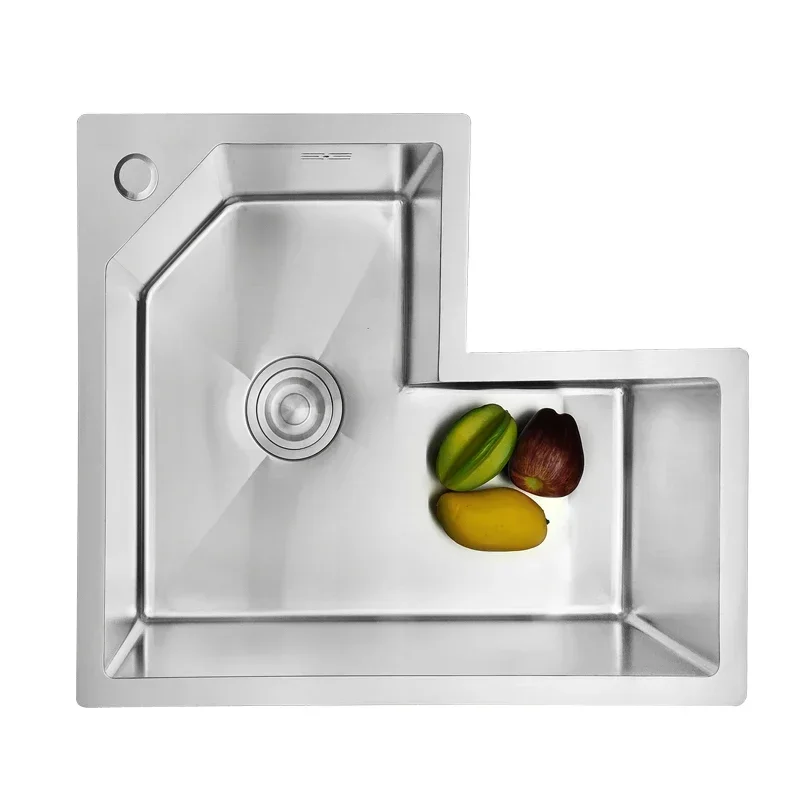 Stainless steel sink single sink corner corner vegetable basin Pentagon single basin kitchen special-shaped dishwashing sink