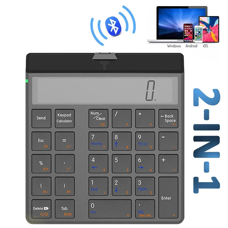 

Bluetooth Numeric Keyboard Calculator 2 in 1 With LCD Screen Wireless Number Keypad Bluetooth Electronic Calculator 12 Digits