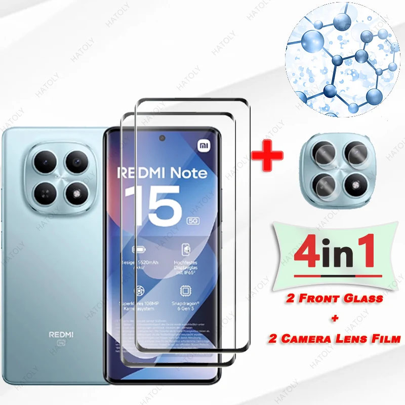 Pour Xiaomi Redmi Note 15 5G verre mondial 3D incurvé pour Redmi Note 15 5G Film de protection mondial protecteur d'écran protecteur de caméra