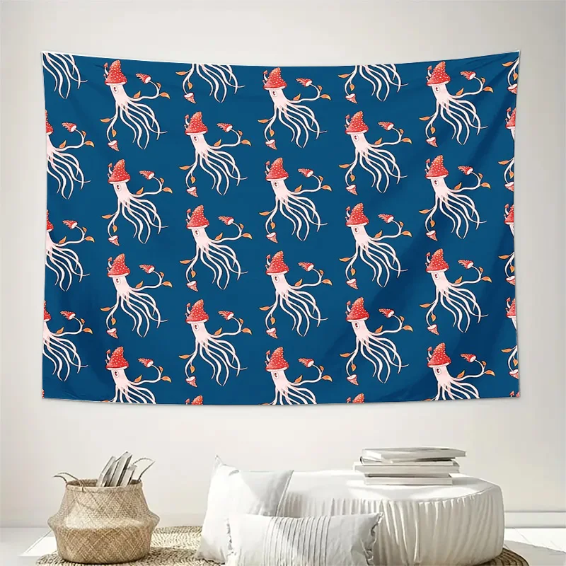 Whimsical Mushroom Forest Tapestry Psychedelic Nature Wall Hanging Cottagecore Decor Fantasy Room Aesthetic Trippy Wall Art Magi
