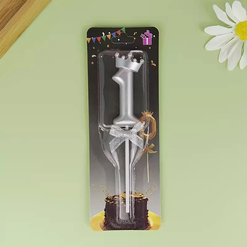 1PCS Krone Bogen Digitale Kerze 0-9 Champagner Gold Gold Silber Rosa Erster Geburtstag Kuchen Dekorierte Kerze – Detail 9