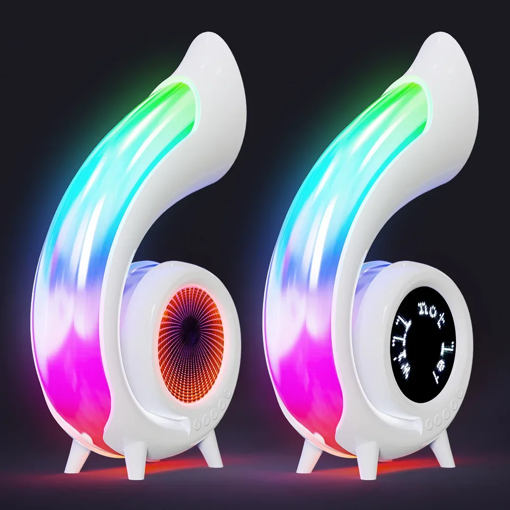 Voice Bluetooth Speaker Abyss Lamp Conch Retro Sound Multi-function Clock Alarm Clock Makeup Mirror Dazzling Color Lamp