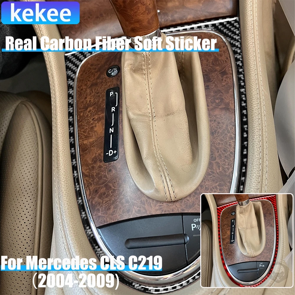 

Настоящие автомобильные аксессуары из углеродного волокна, крышка рамы переключения передач, мягкая наклейка для Mercedes CLS C219 2004 2005 2006 2007 2008 2009