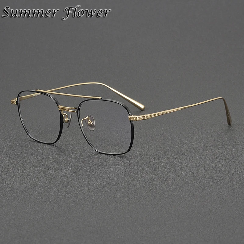 144 mm Oversize Titanium Men Frame Large Face Wide Glasses Gentlemen Double Bridge Light Weight Optical Prescription Spectacles