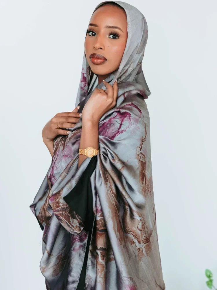 New Silk Satin Chiffon Hijab Printed Hijabs for Women Scarf Brimming Muslim Fashion Print Shawl Hijab Scarves Turbans for Women