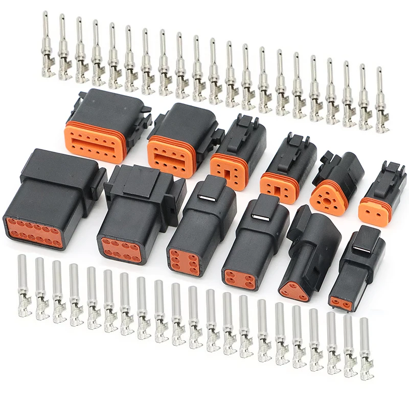 1 jeu de connecteurs automobiles étanches de la série DT, noirs, avec joint amélioré, 2/3/4/6/8/12 broches, mâle/femelle, pour automobile, 22-16AWG