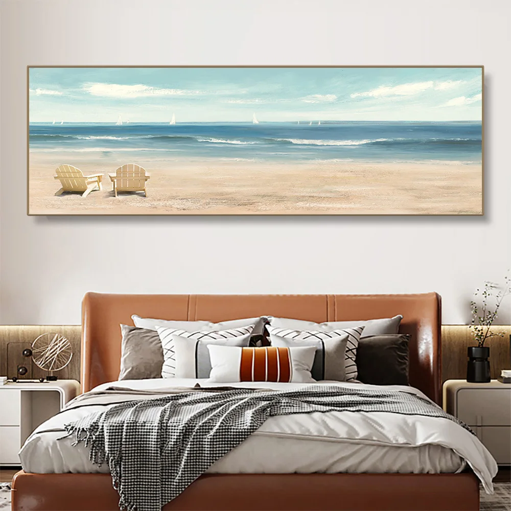 Nordic Abstract Seascape Oil Canvas Painting Sea Beach Posters And Prints Wall Art Pictures Living Room Home Decor No Frame